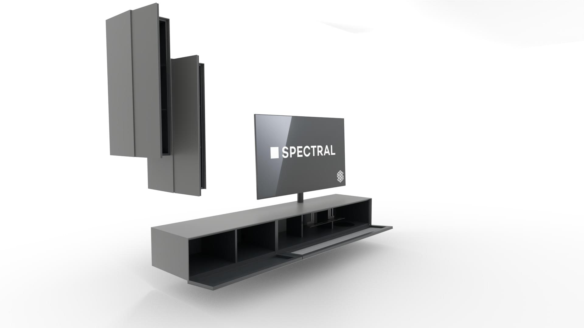 Ameno zwevend tv-meubel in Granite incl. LED-verlichting | 2.53m