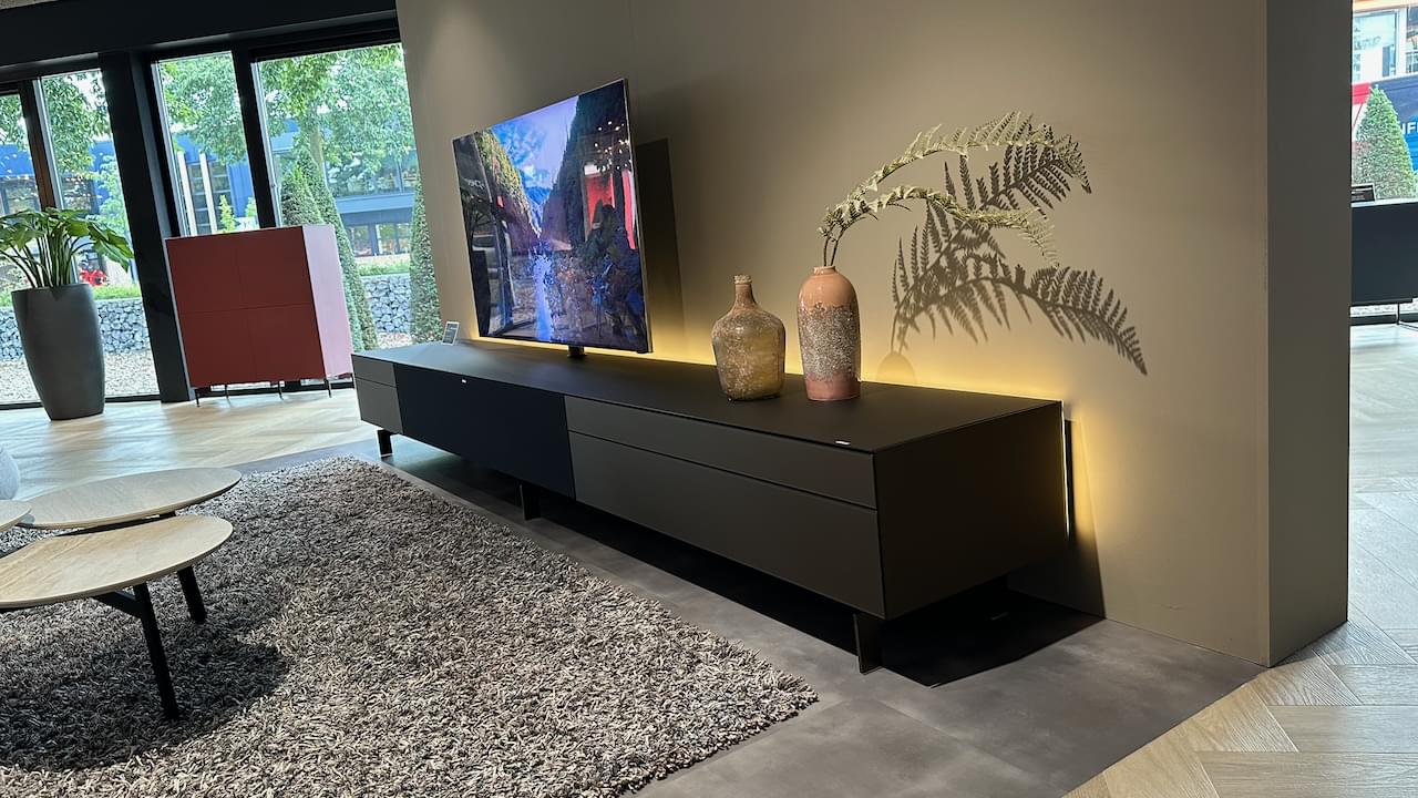 staand tv-meubel 3.5m | metallic roast | inclusief Spectral soundbar en Sonos Amp