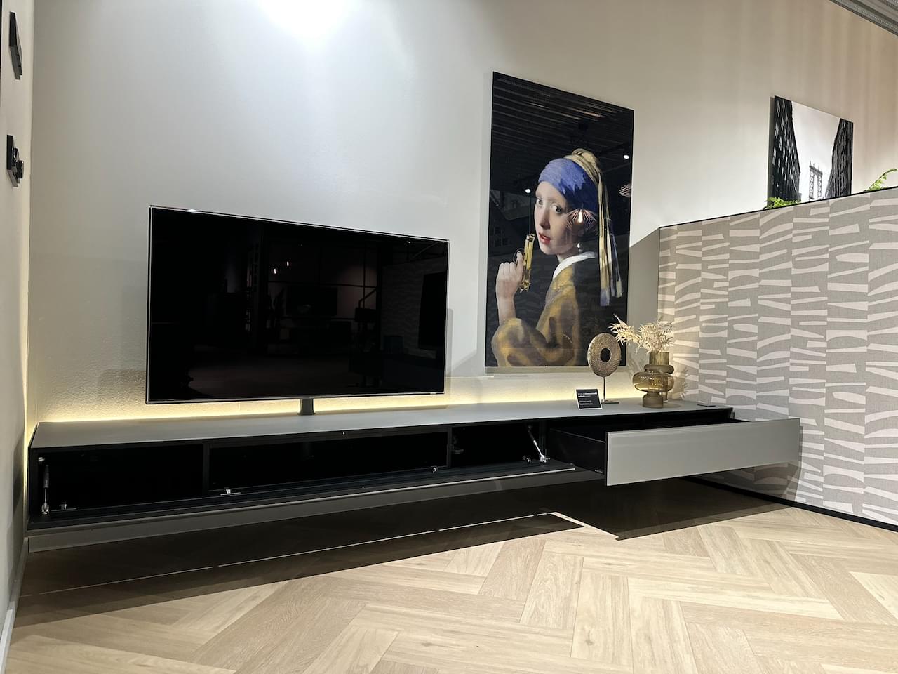 zwevend tv-meubel | 3.17m | Cement | Soundbar BRP1 - Sonos Amp