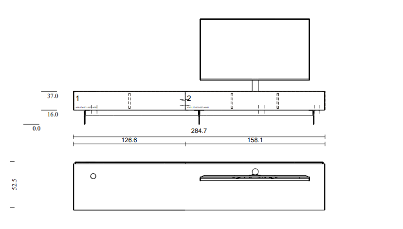 2.85m | soundbar adapter | incl. LED verlichting | Incl. Smart Charge | Incl. speciale kabeluitsparing