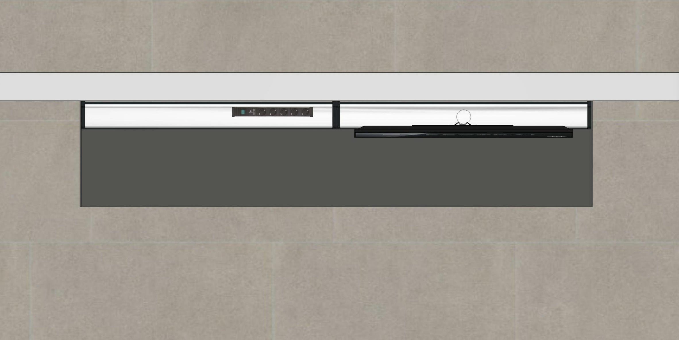 zwevend tv-meubel, kleur Granite | 2.54m | draaibare tv-kolom