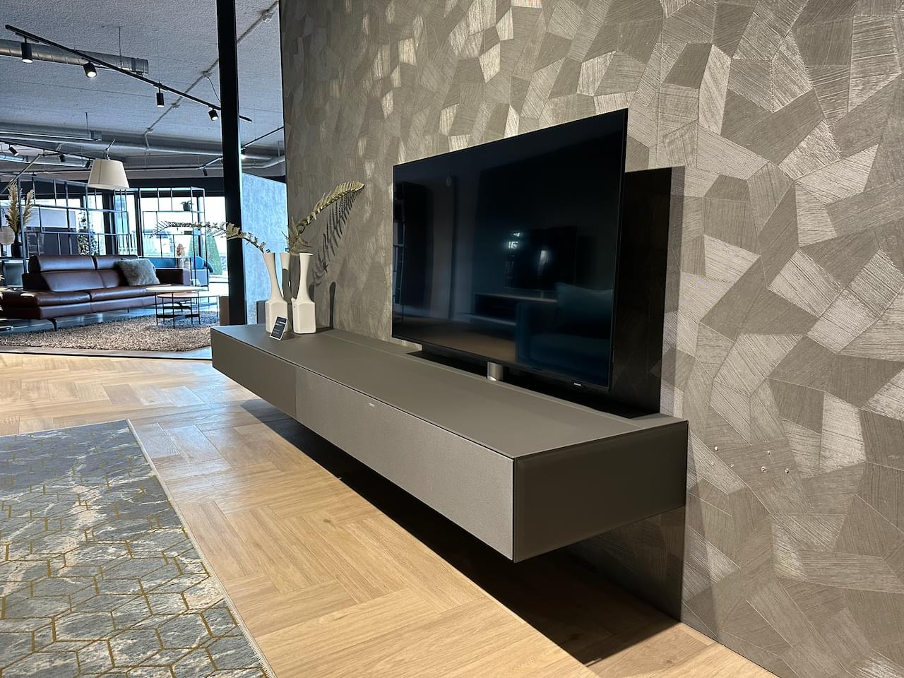 zwevend tv-meubel, kleur Granite | 2.54m | draaibare tv-kolom