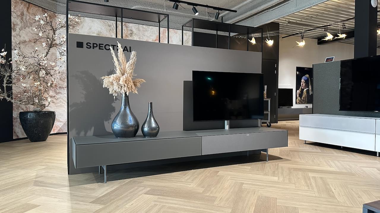 staand tv-meubel, kleur Granite | 2.54m | draaibare tv-kolom