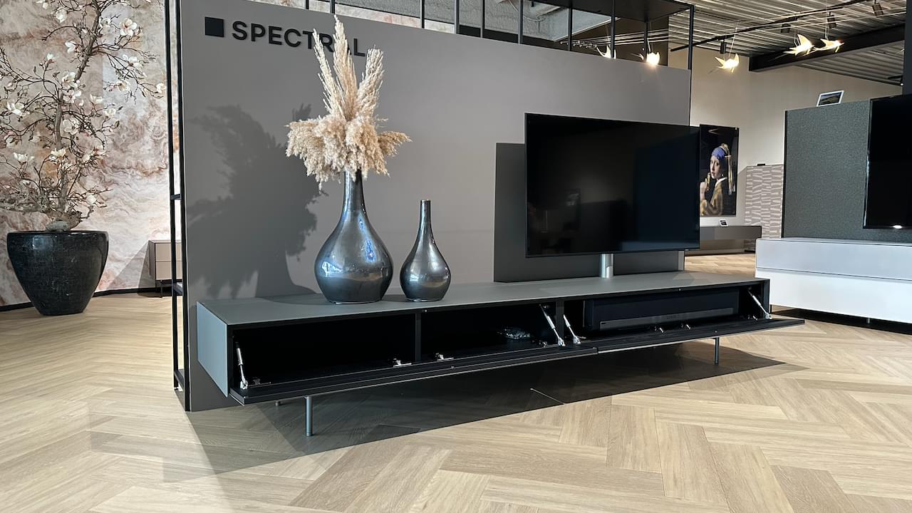 staand tv-meubel, kleur Granite | 2.54m | draaibare tv-kolom