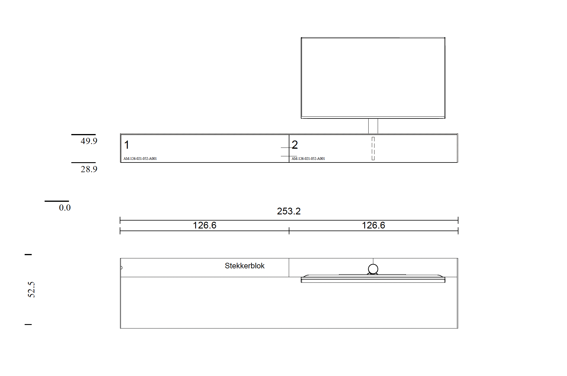 staand tv-meubel, kleur Granite | 2.54m | draaibare tv-kolom