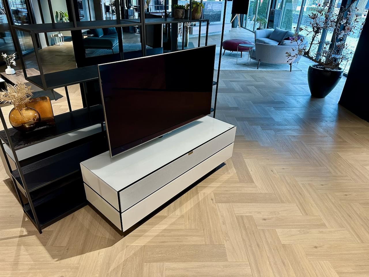 staand tv-meubel | hoogglans wit | 1.50m