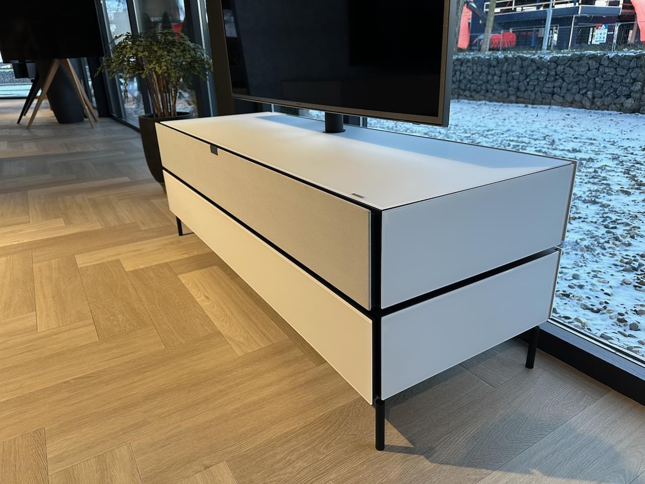 staand tv-meubel als roomdivider | hoogglans wit | 1.50m