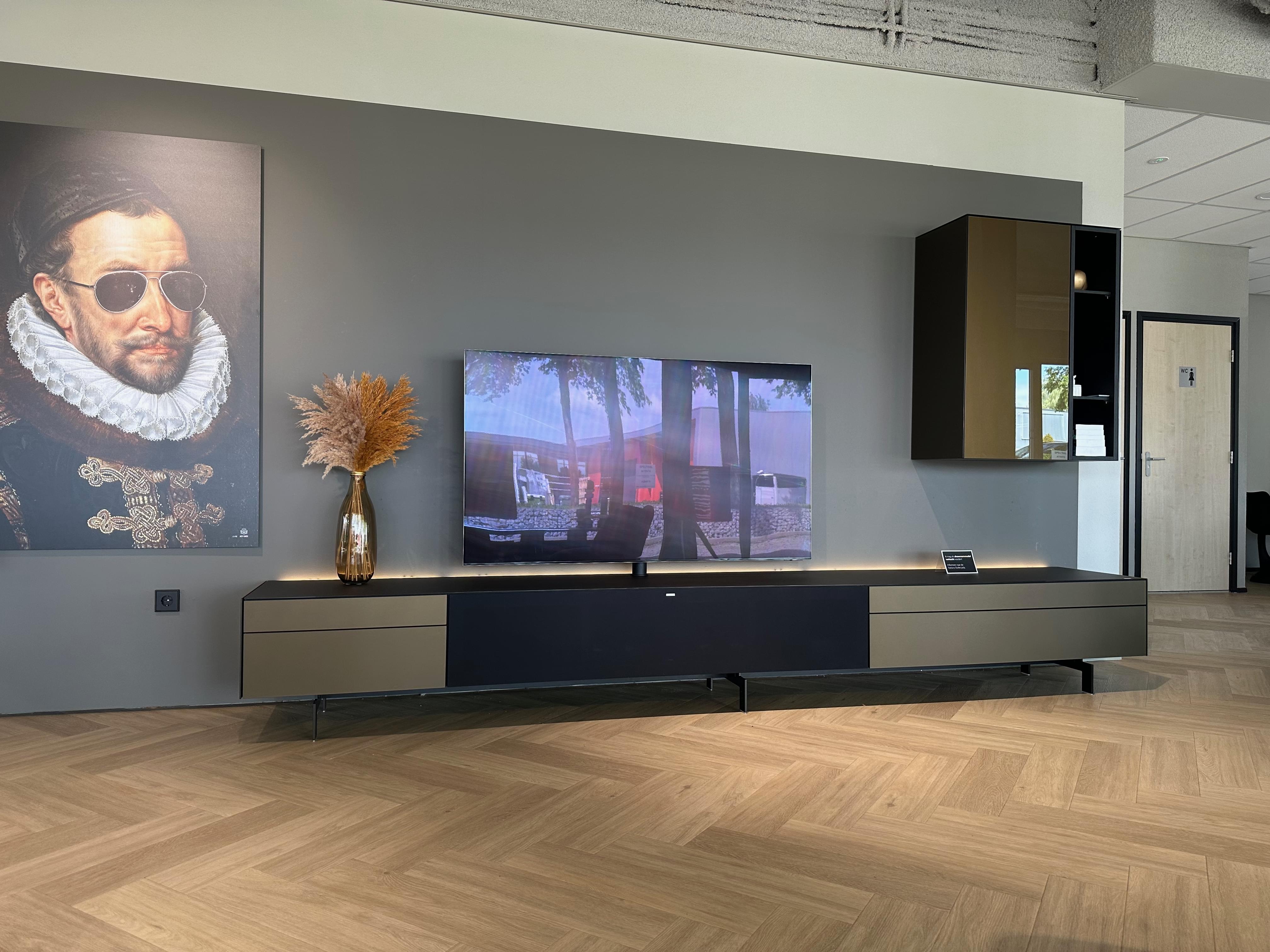 tv-meubel combinatie 3.5m - Metallic Roast - inclusief Spectral soundbar - Sonos Amp - Side bovenkasten