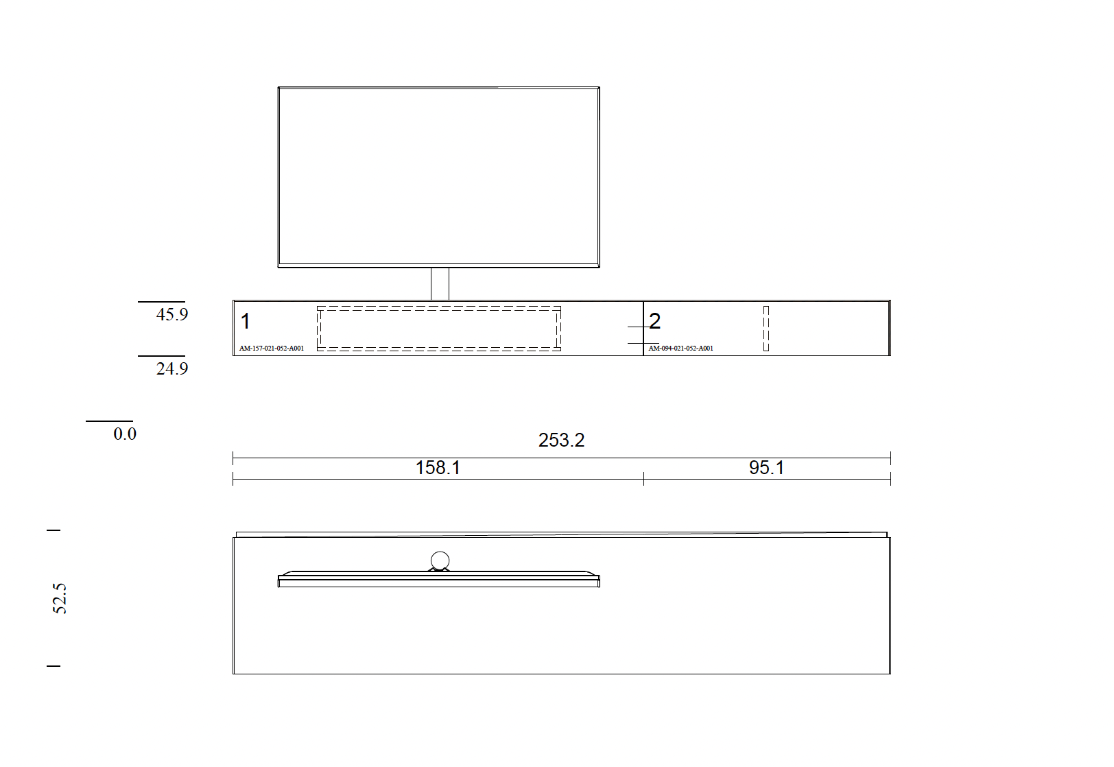 zwevend tv-meubel | 2.52m | Slate-Grey | Soundbar BRP1 - Sonos Amp