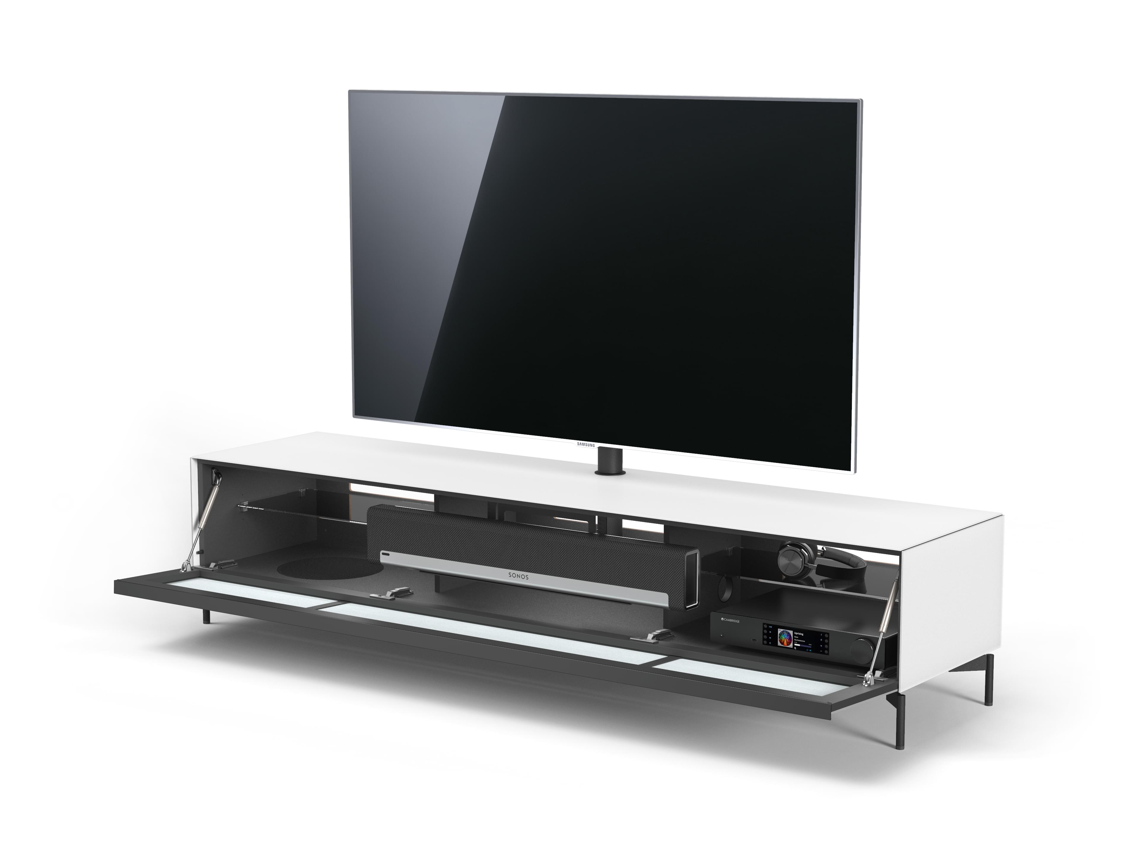 Soundbar tv-meubel - 2.0m in wit - staand op pootjes