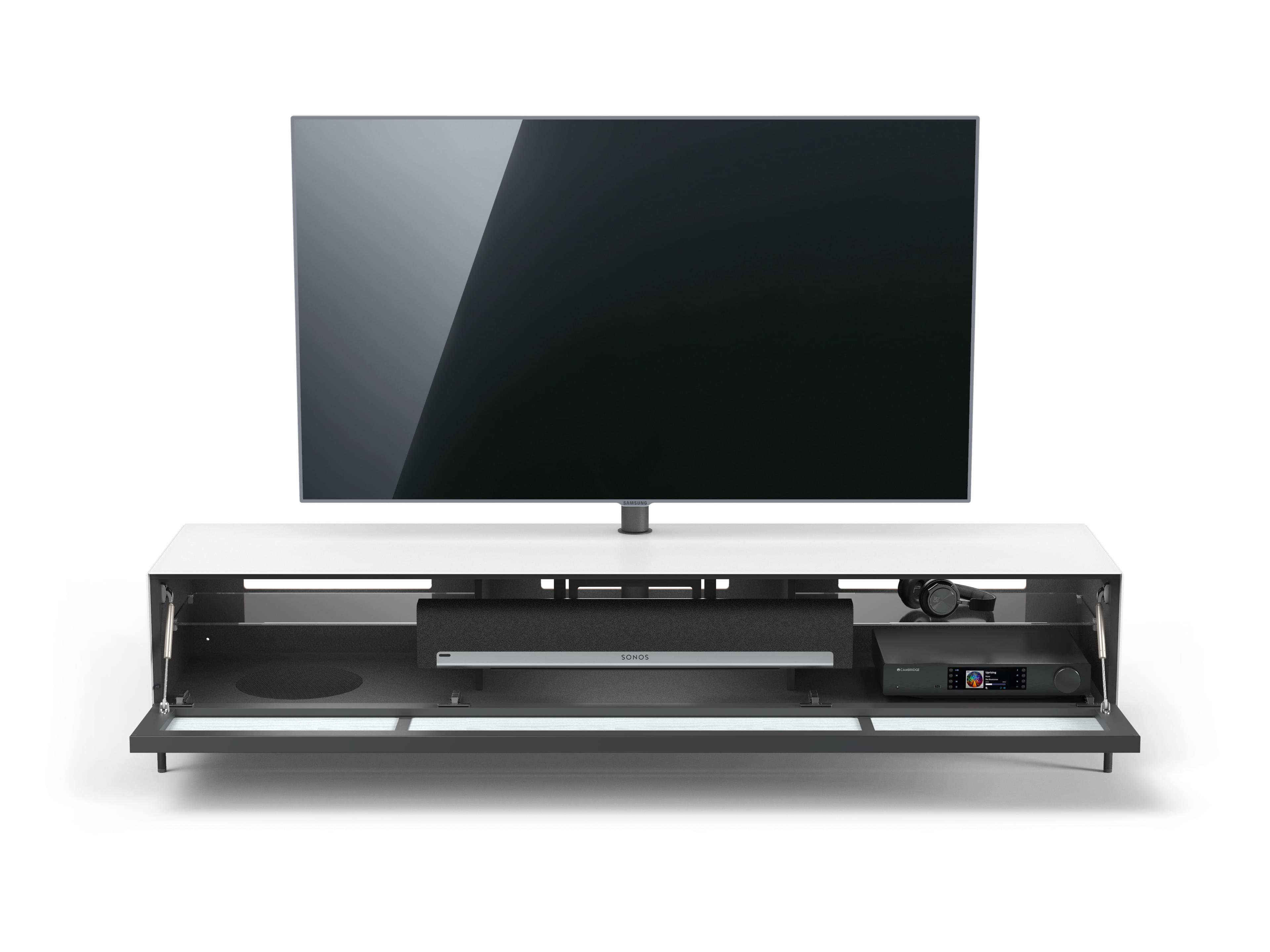 Soundbar tv-meubel - 2.0m in wit - staand op pootjes