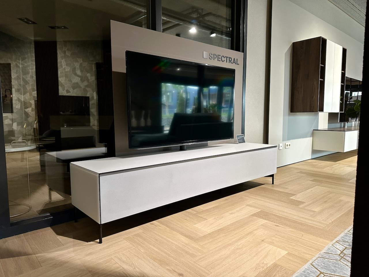 Soundbar tv-meubel - 2.0m in wit - staand op pootjes