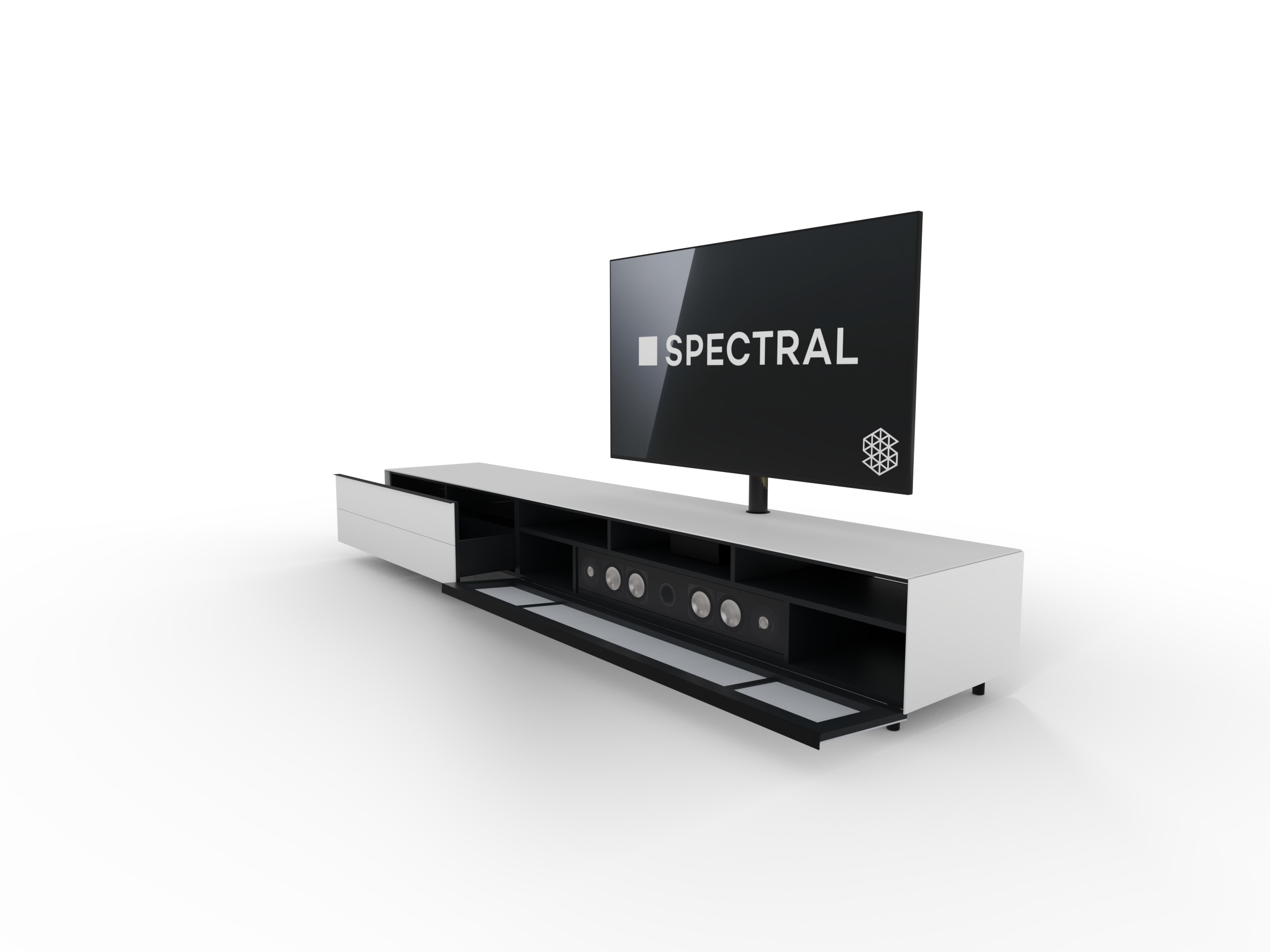 Spectral wit tv-meubel staand incl. soundbar | 2.75m