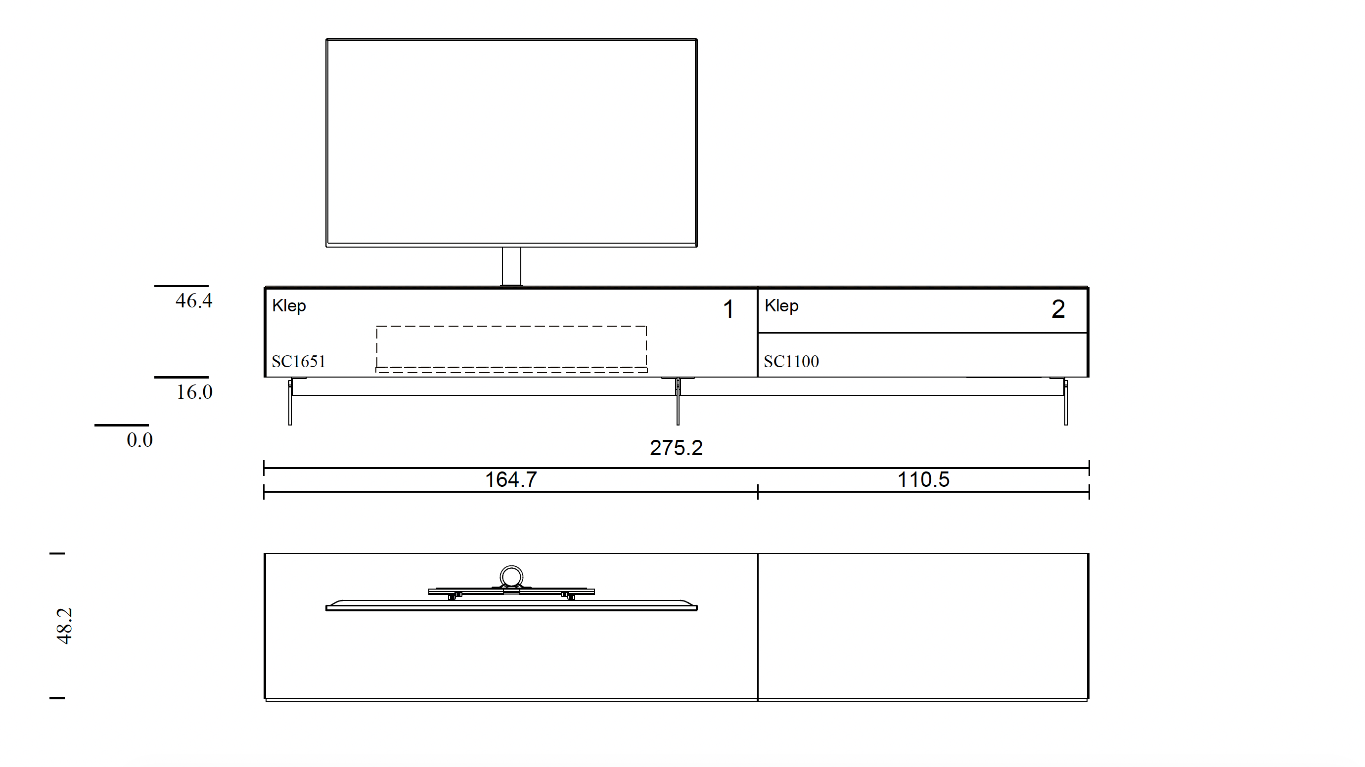 Soundbar tv-meubel hoogglans wit | Spectral Sound + Sonos Amp | 2.75m