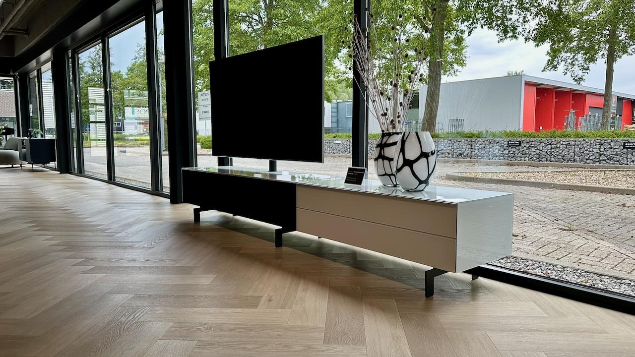 Soundbar tv-meubel hoogglans wit | Spectral Sound + Sonos Amp | 2.75m
