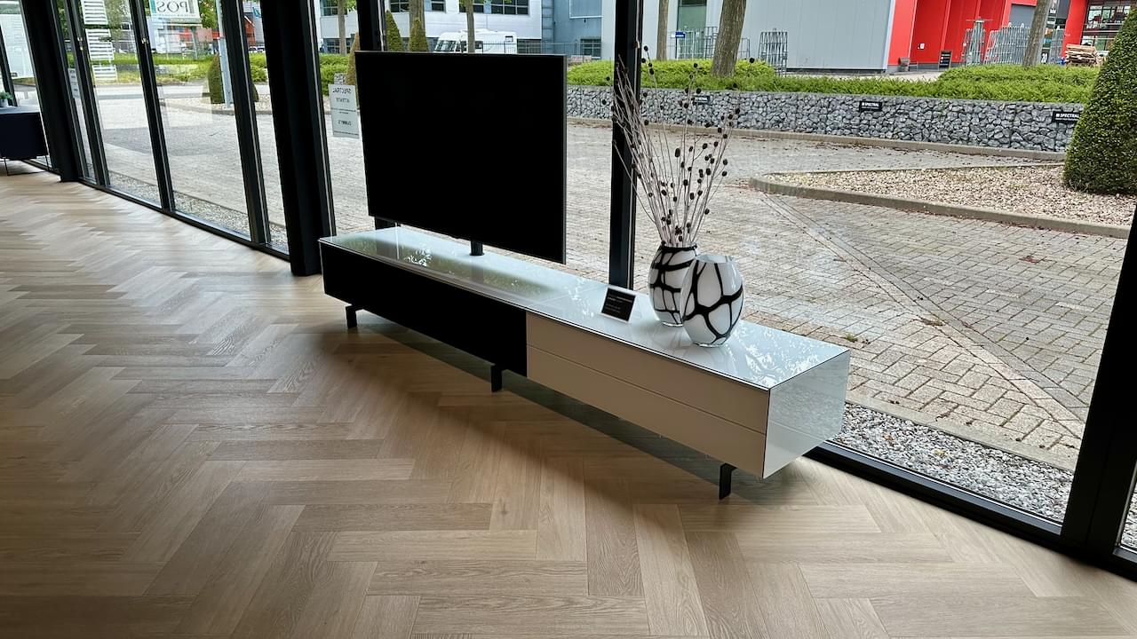 Soundbar tv-meubel hoogglans wit | Spectral Sound + Sonos Amp | 2.75m