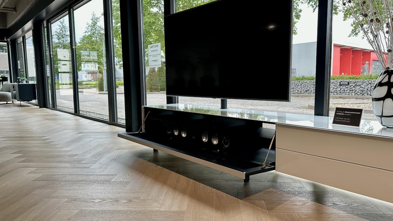 Soundbar tv-meubel hoogglans wit | Spectral Sound + Sonos Amp | 2.75m