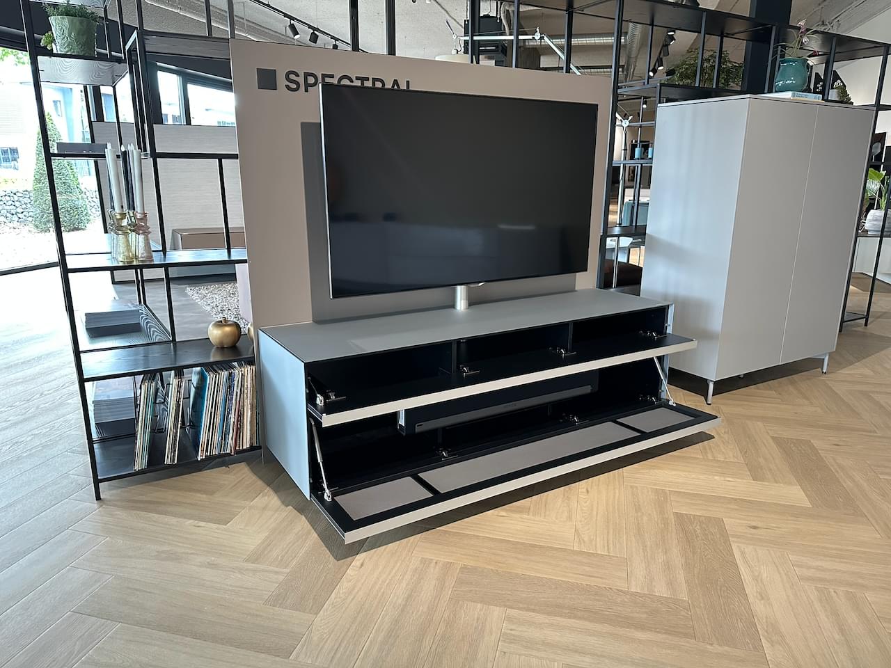 Soundbar tv-meubel | 1.65m | Silver Satijn Glas