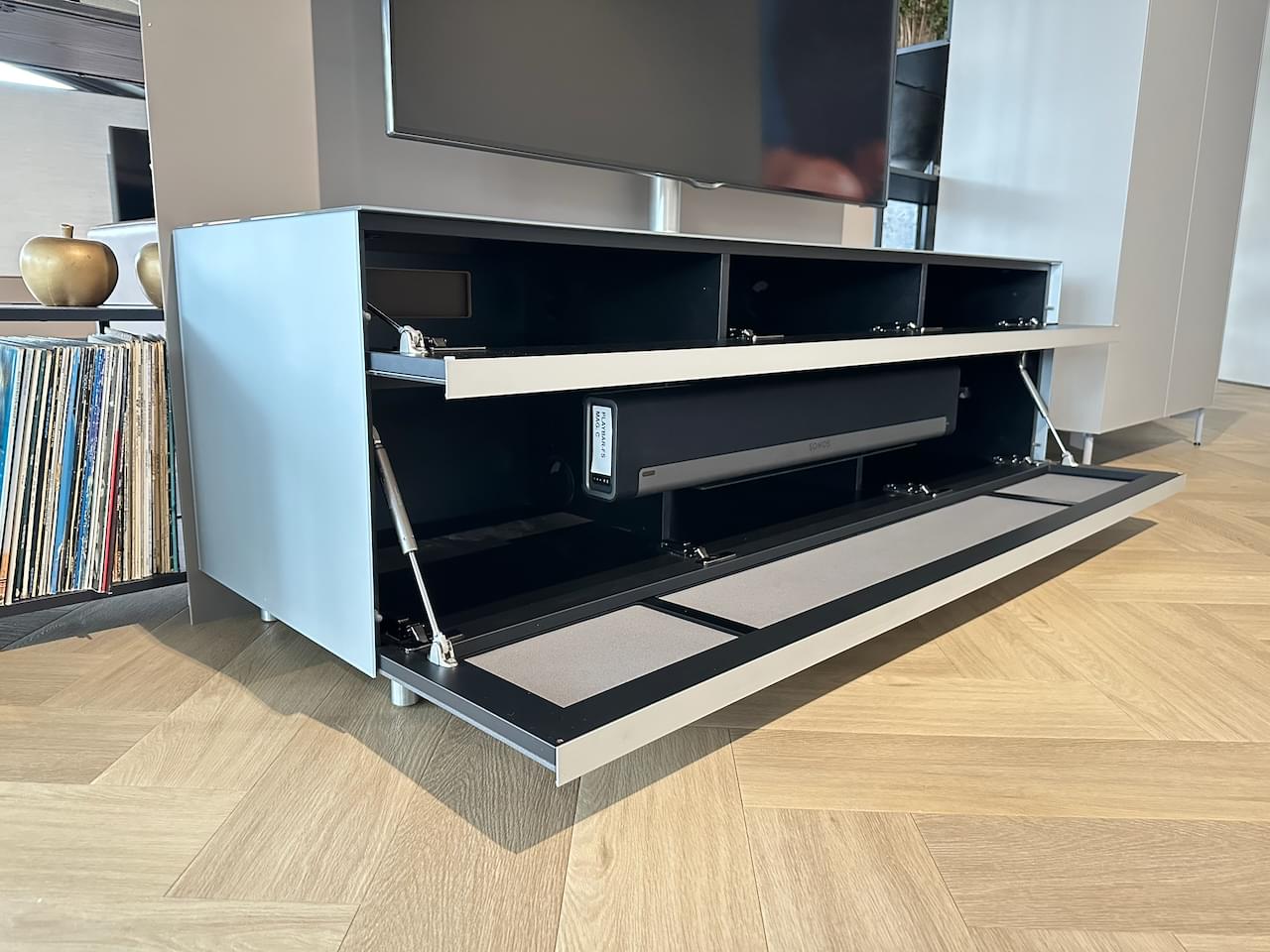 Soundbar tv-meubel | 1.65m | Silver Satijn Glas