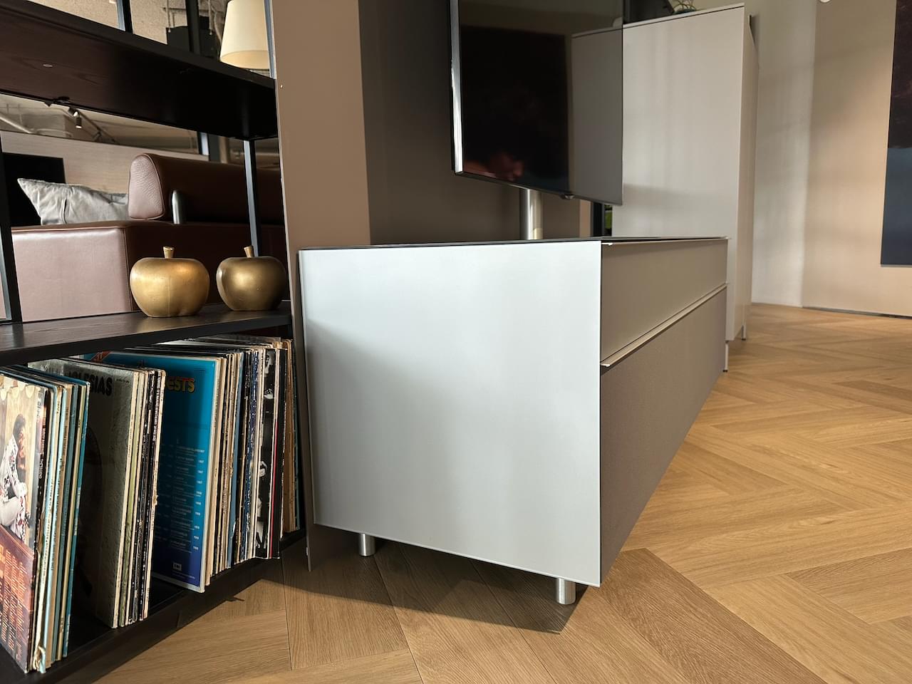 Soundbar tv-meubel | 1.65m | Silver Satijn Glas