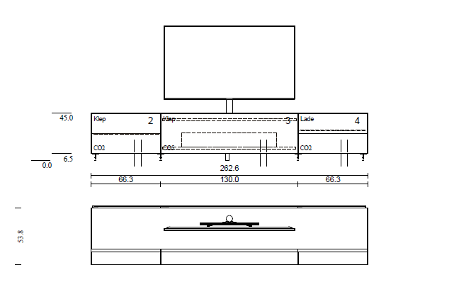 2.62m | sound prepared BRP1 | incl. LED verlichting | Cement gesatineerd glas