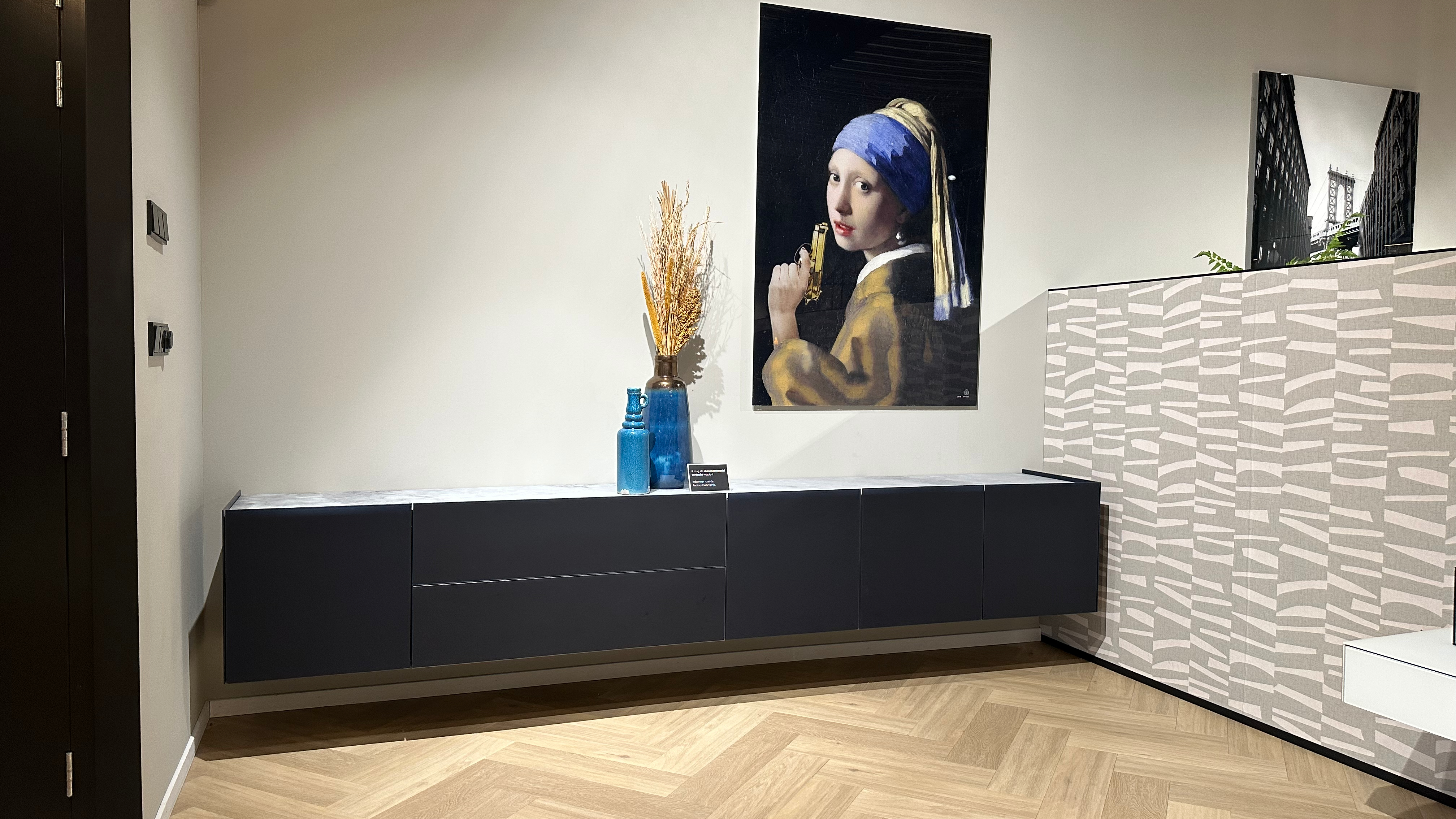 zwevend design dressoir 3m | Side 2.0 | Model 2 | Cobalt & Marmor Slate