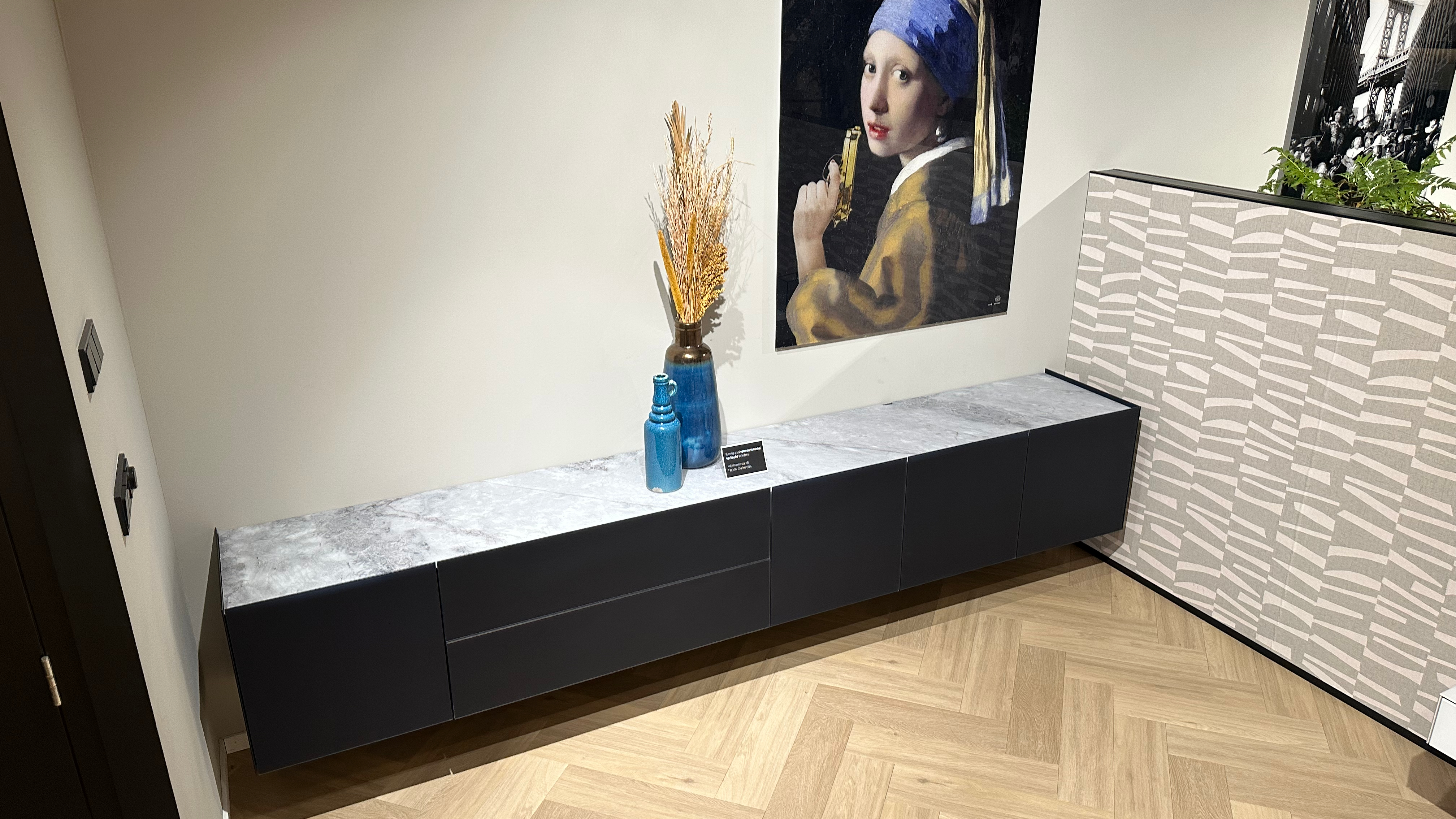zwevend design dressoir 3m | Side 2.0 | Model 2 | Cobalt & Marmor Slate
