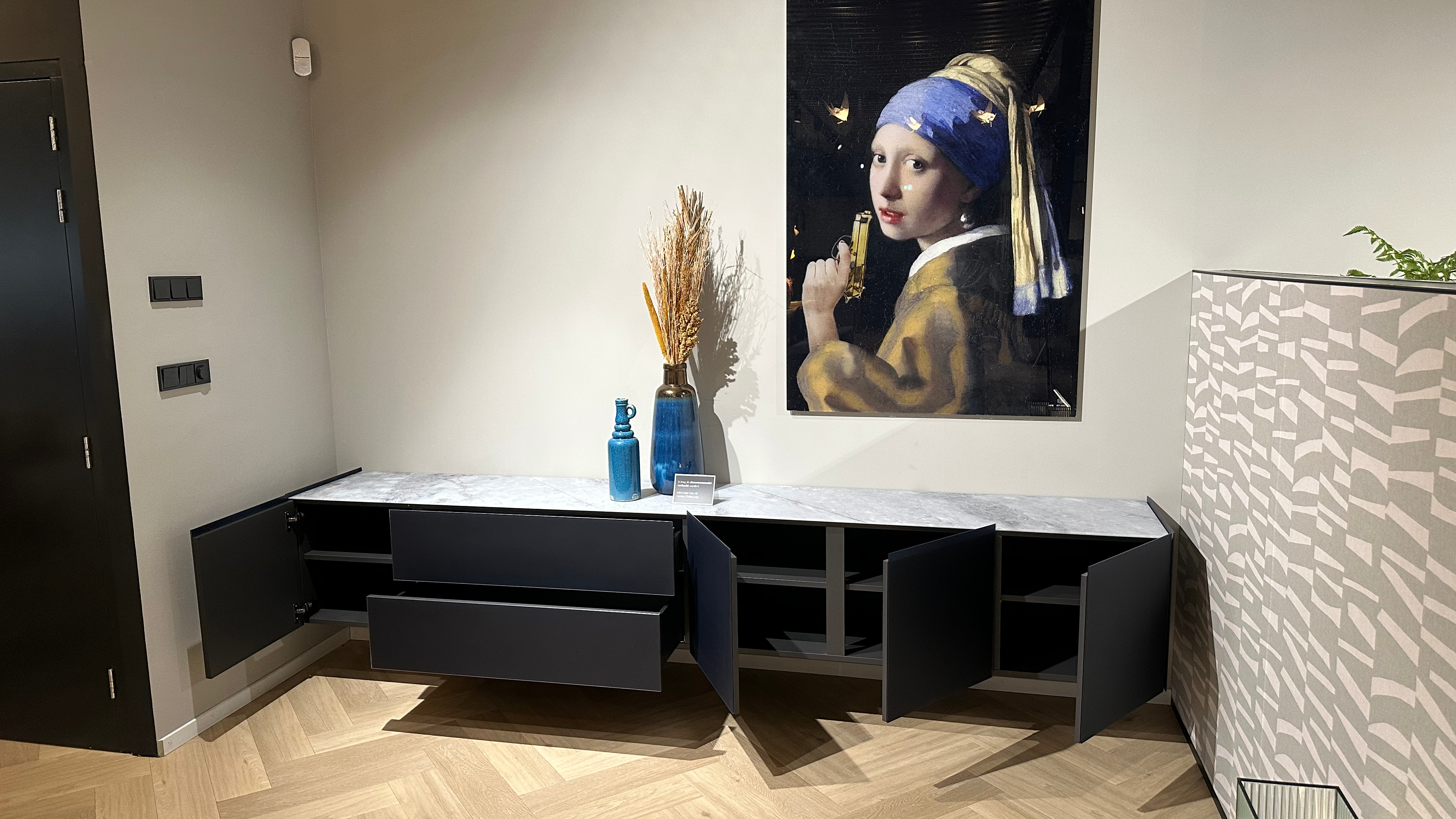 zwevend design dressoir 3m | Side 2.0 | Model 2 | Cobalt & Marmor Slate