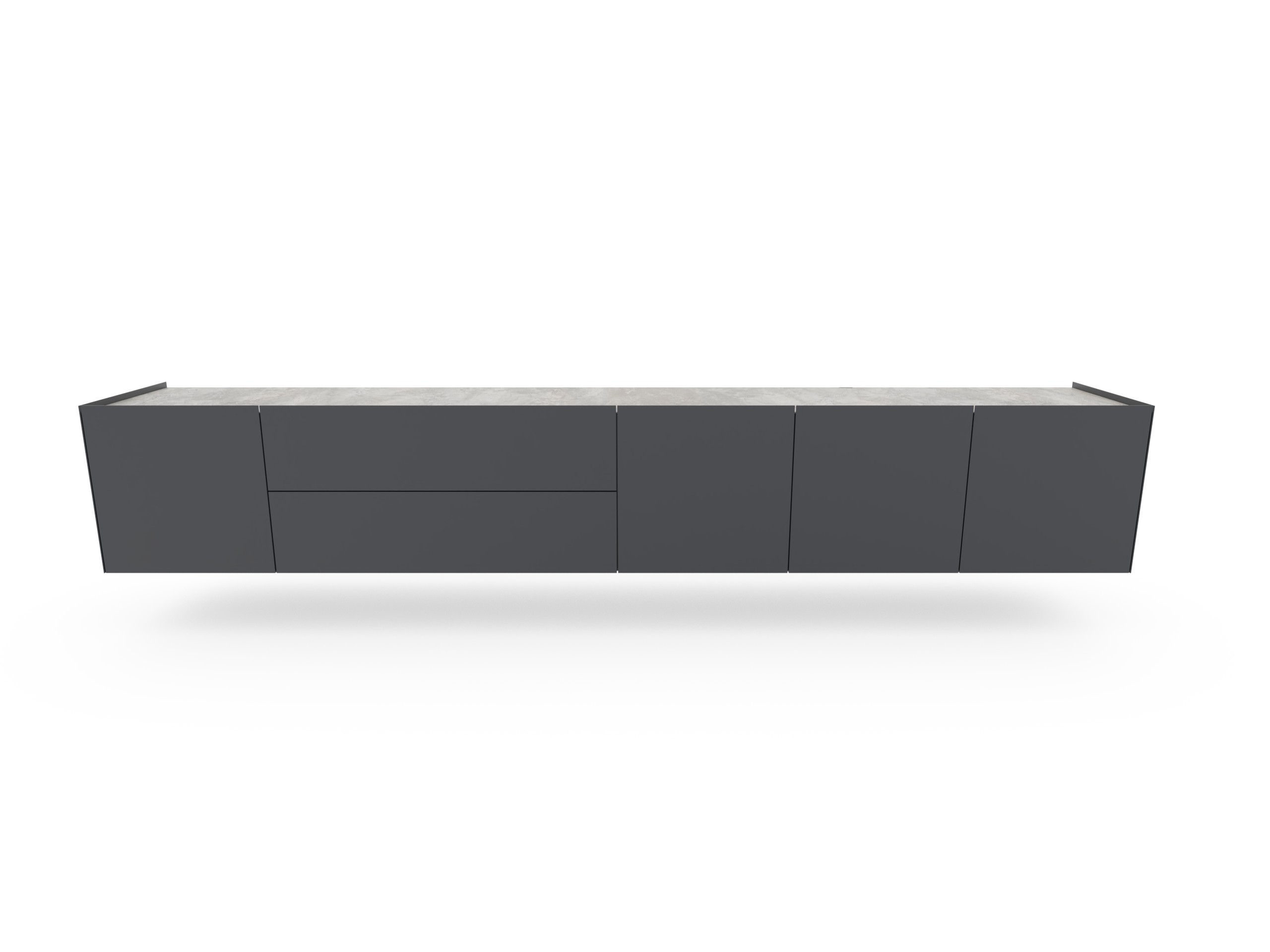 zwevend design dressoir 3m | Side 2.0 | Model 2 | Cobalt & Marmor Slate