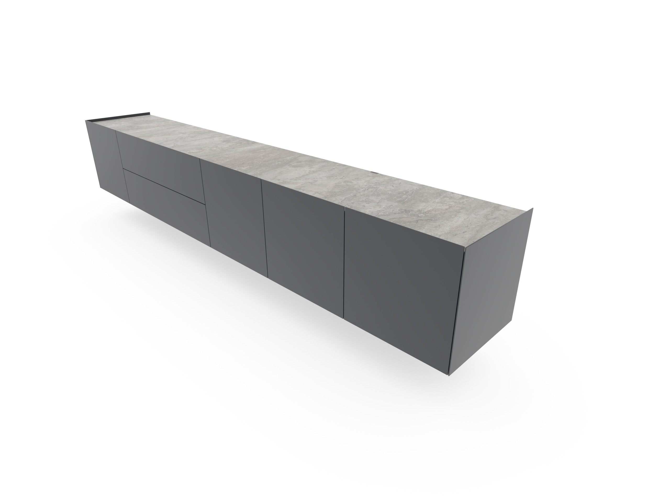zwevend design dressoir 3m | Side 2.0 | Model 2 | Cobalt & Marmor Slate