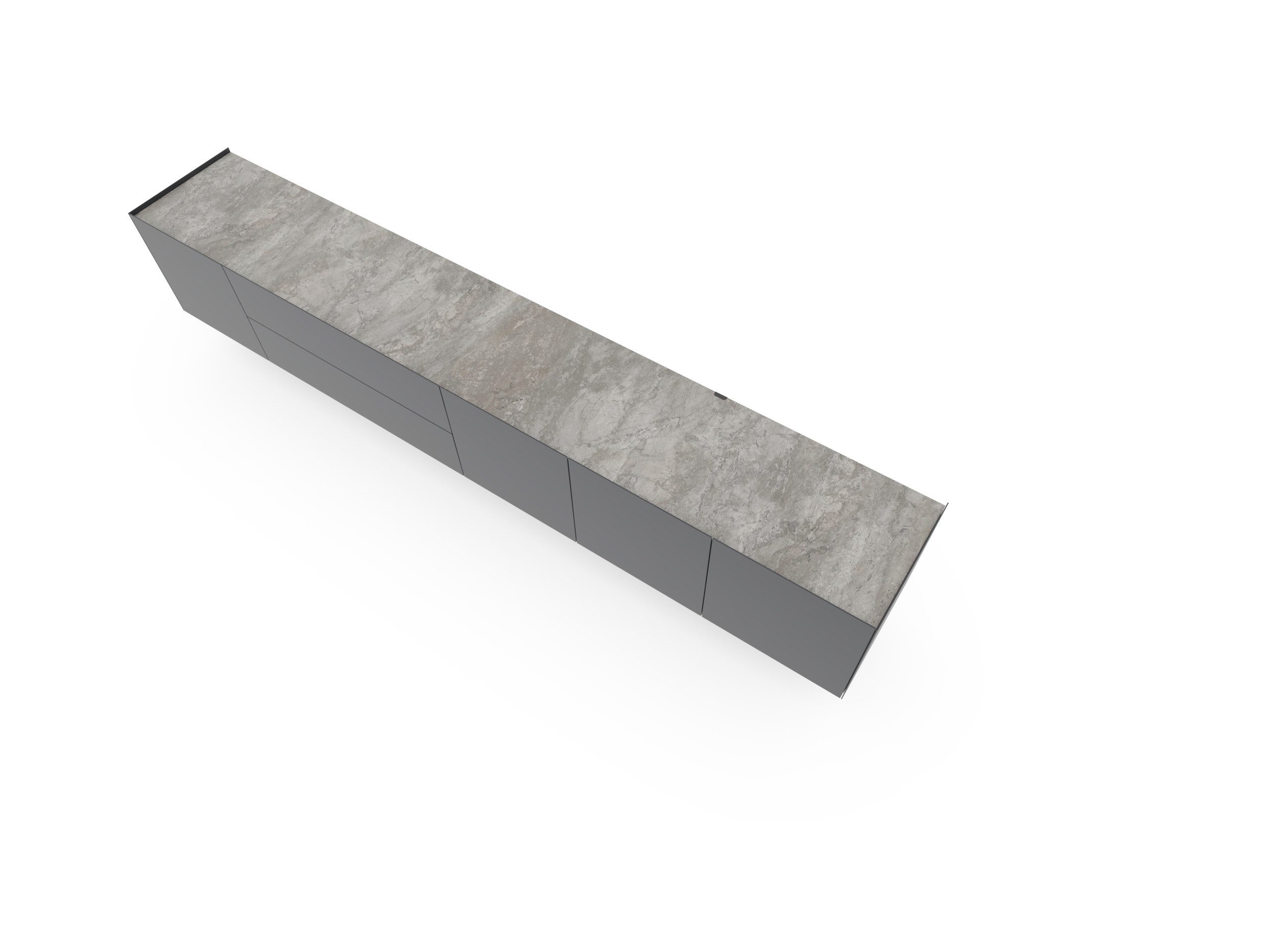 zwevend design dressoir 3m | Side 2.0 | Model 2 | Cobalt & Marmor Slate