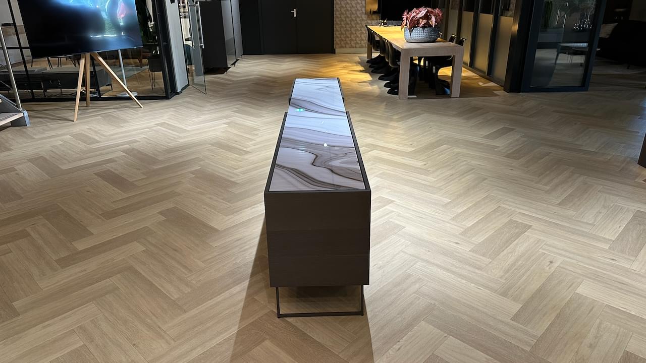 | Staand Design Dressoir 300 cm | Side Model 3 | Oak Smoked & Marmor Latte Dust
