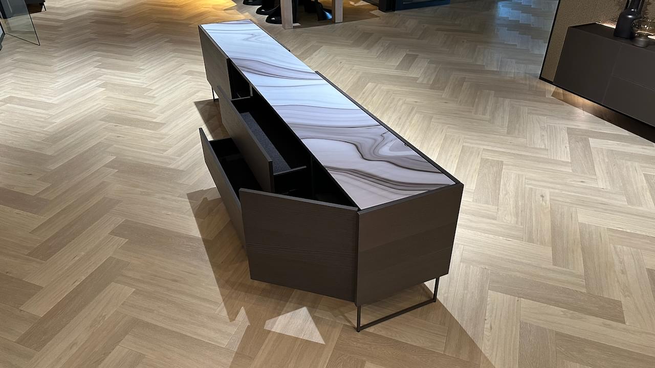| Staand Design Dressoir 300 cm | Side Model 3 | Oak Smoked & Marmor Latte Dust