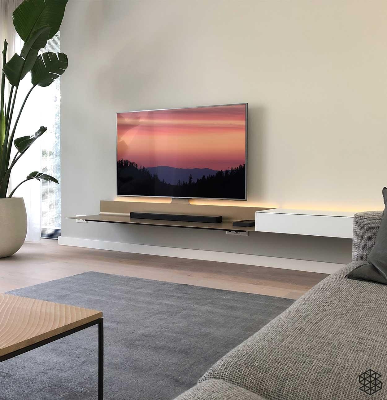 zwevend tv-meubel spectral air champagne